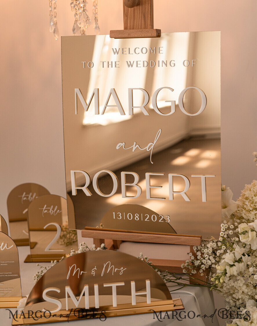 TABLE PLANS AND WEDDING WELCOME SIGNS plexi gold / velvet Luxury golden mirror Wedding Welcome Sign, Golden Wedding Decor, Personalised Wedding Sign, Wedding Gift, Welcome Wedding Board BpPXSet