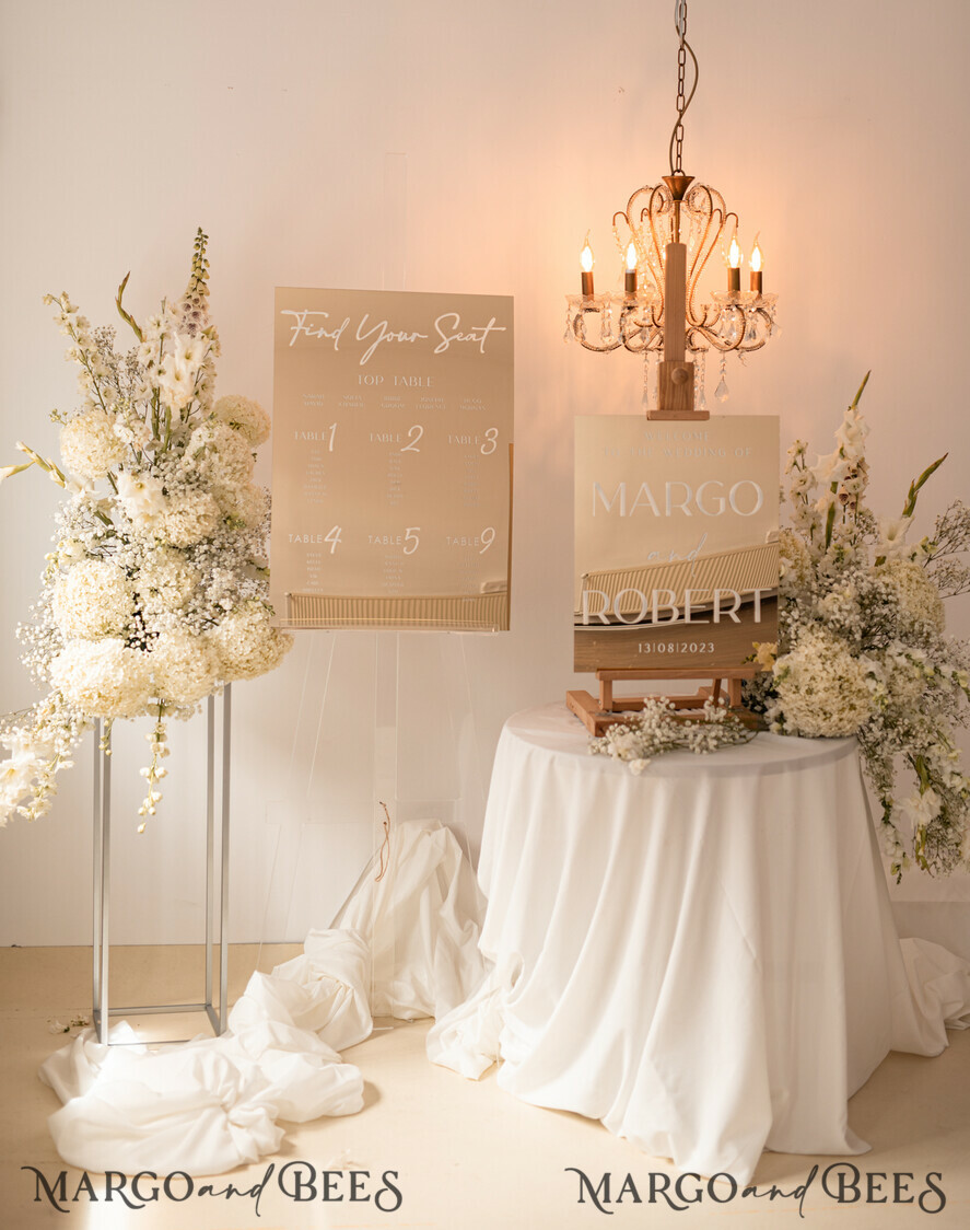 TABLE PLANS AND WEDDING WELCOME SIGNS plexi gold / velvet Luxury golden mirror Wedding Welcome Sign, Golden Wedding Decor, Personalised Wedding Sign, Wedding Gift, Welcome Wedding Board BpPXSet