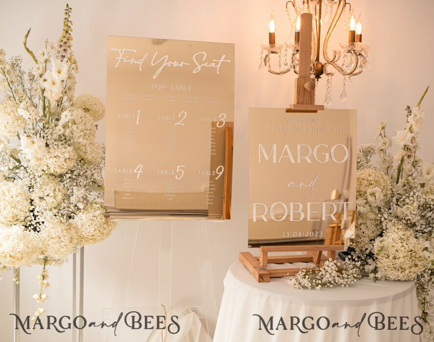 TABLE PLANS AND WEDDING WELCOME SIGNS plexi gold / velvet Luxury golden mirror Wedding Welcome Sign, Golden Wedding Decor, Personalised Wedding Sign, Wedding Gift, Welcome Wedding Board BpPXSet