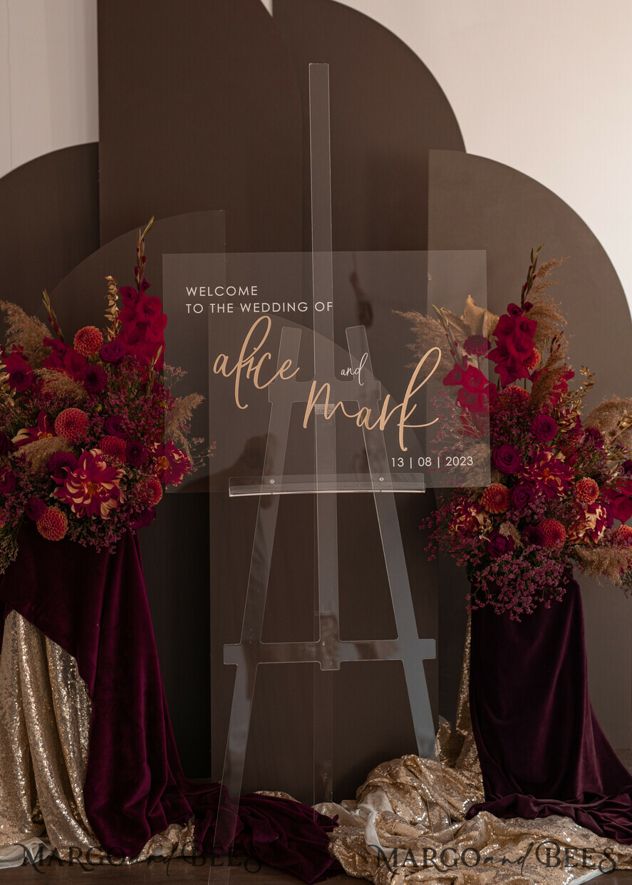 TABLE PLANS AND WEDDING WELCOME SIGNS plexi gold / velvet Luxury Clear and Gold Wedding Welcome Sign, Golden Wedding Decor, Personalised Wedding Sign, Wedding Board, Welcome Wedding Board 
