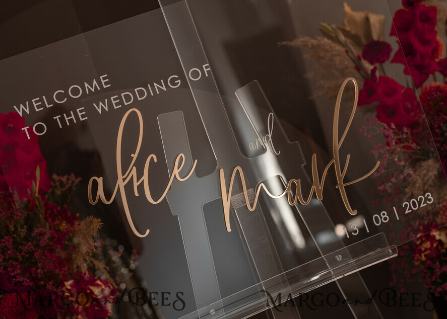 TABLE PLANS AND WEDDING WELCOME SIGNS plexi gold / velvet Luxury Clear and Gold Wedding Welcome Sign, Golden Wedding Decor, Personalised Wedding Sign, Wedding Board, Welcome Wedding Board 
