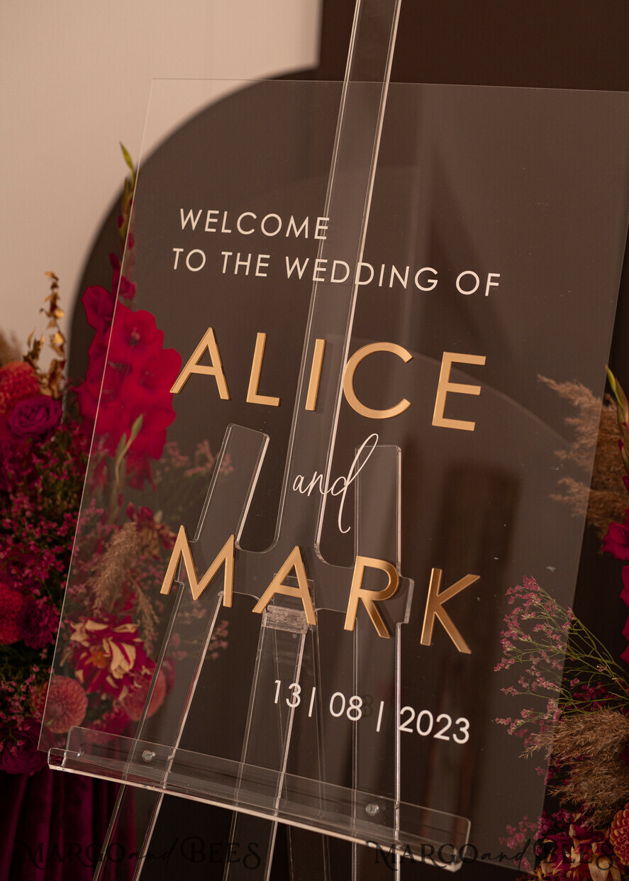 TABLE PLANS AND WEDDING WELCOME SIGNS plexi gold / velvet Luxury Clear and Gold Wedding Welcome Sign, Golden Wedding Decor, Personalised Wedding Sign, Wedding Board, Welcome Wedding Board 