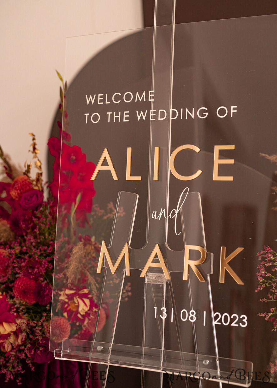TABLE PLANS AND WEDDING WELCOME SIGNS plexi gold / velvet Luxury Clear and Gold Wedding Welcome Sign, Golden Wedding Decor, Personalised Wedding Sign, Wedding Board, Welcome Wedding Board 