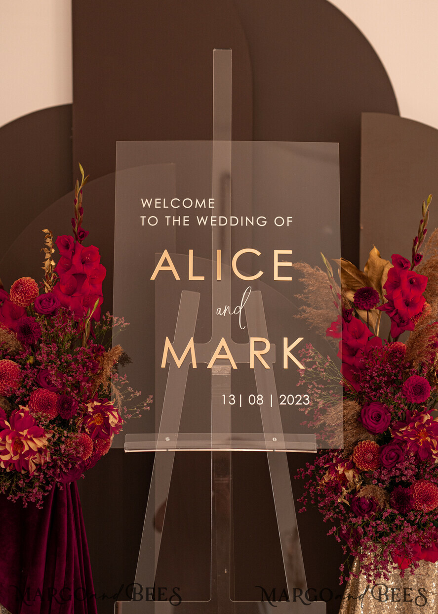 TABLE PLANS AND WEDDING WELCOME SIGNS plexi gold / velvet Luxury Clear and Gold Wedding Welcome Sign, Golden Wedding Decor, Personalised Wedding Sign, Wedding Board, Welcome Wedding Board 