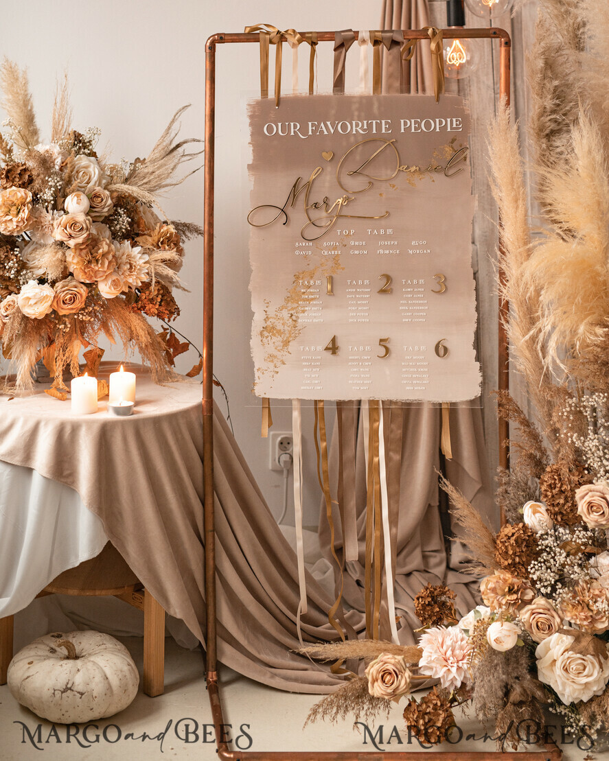 TABLE PLANS AND WEDDING WELCOME SIGNS plexi gold / velvet Elegant Clear wedding Set acrylic Find your seat , Personalized Wedding Ombre Beige Table Plan, acrylic clear Tan transparent and Gold Modern clear transparent Seating Chart, 3d Elegant Find Your Seat - Seating Plan , Golden Luxury Wedding Table Plan, Wedding Decoration with golden letters - Golden Reception Signage - Custom Tan Ceremony Sign