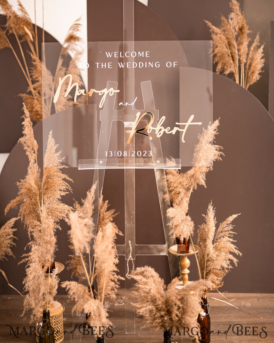 TABLE PLANS AND WEDDING WELCOME SIGNS plexi gold / velvet Luxury Clear and Gold Wedding Welcome Sign, Golden Wedding Decor, Personalised Wedding Sign, Wedding Board, Welcome Wedding Board 