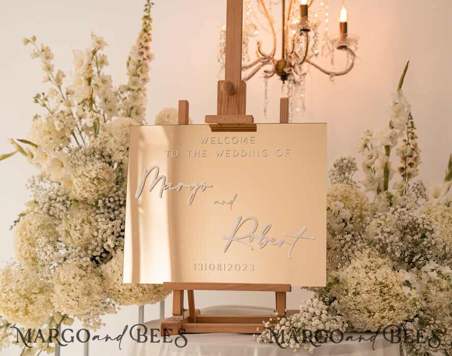 TABLE PLANS AND WEDDING WELCOME SIGNS plexi gold / velvet Golden Mirror Wedding Welcome Sign, Golden Wedding Decor, Personalised Wedding Sign, Wedding Gift, Welcome Wedding Board BpPXSet