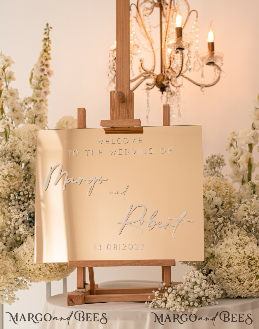 TABLE PLANS AND WEDDING WELCOME SIGNS plexi gold / velvet Golden Mirror Wedding Welcome Sign, Golden Wedding Decor, Personalised Wedding Sign, Wedding Gift, Welcome Wedding Board BpPXSet