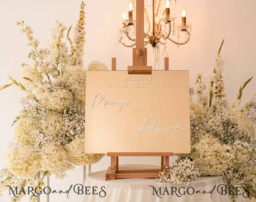 TABLE PLANS AND WEDDING WELCOME SIGNS plexi gold / velvet Golden Mirror Wedding Welcome Sign, Golden Wedding Decor, Personalised Wedding Sign, Wedding Gift, Welcome Wedding Board BpPXSet