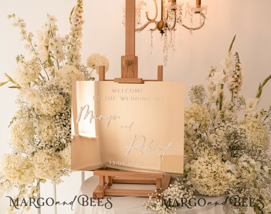 TABLE PLANS AND WEDDING WELCOME SIGNS plexi gold / velvet Golden Mirror Wedding Welcome Sign, Golden Wedding Decor, Personalised Wedding Sign, Wedding Gift, Welcome Wedding Board BpPXSet