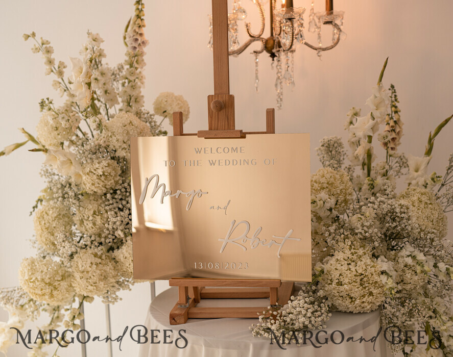 TABLE PLANS AND WEDDING WELCOME SIGNS plexi gold / velvet Golden Mirror Wedding Welcome Sign, Golden Wedding Decor, Personalised Wedding Sign, Wedding Gift, Welcome Wedding Board BpPXSet