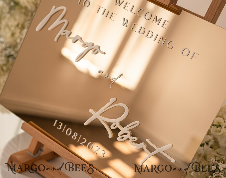 TABLE PLANS AND WEDDING WELCOME SIGNS plexi gold / velvet Golden Mirror Wedding Welcome Sign, Golden Wedding Decor, Personalised Wedding Sign, Wedding Gift, Welcome Wedding Board BpPXSet