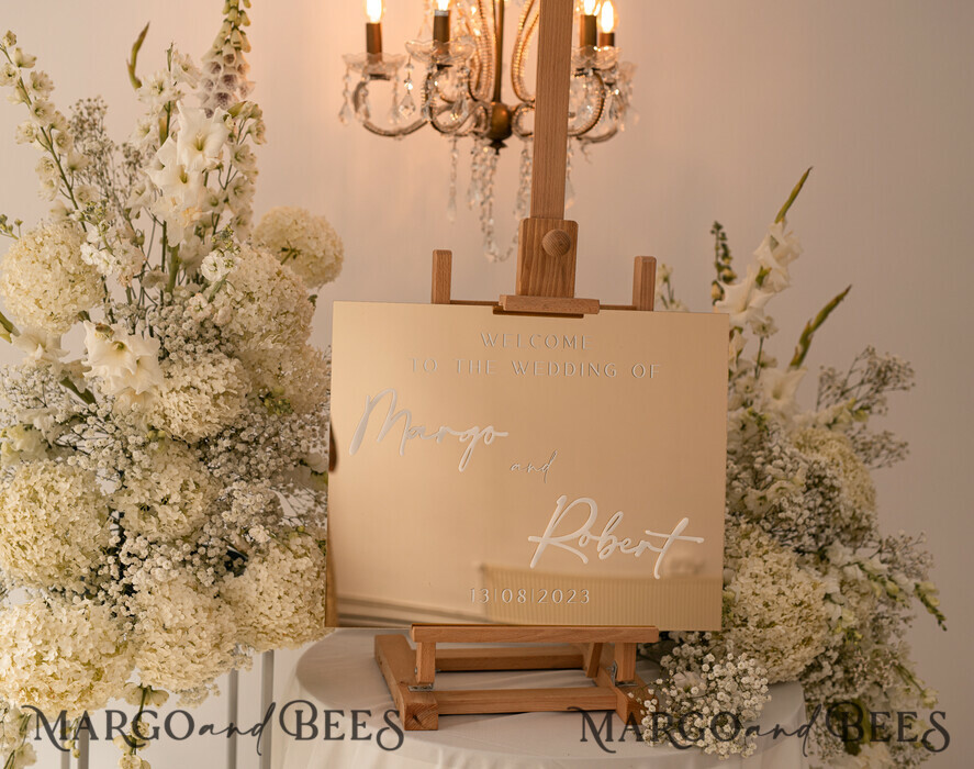 TABLE PLANS AND WEDDING WELCOME SIGNS plexi gold / velvet Golden Mirror Wedding Welcome Sign, Golden Wedding Decor, Personalised Wedding Sign, Wedding Gift, Welcome Wedding Board BpPXSet