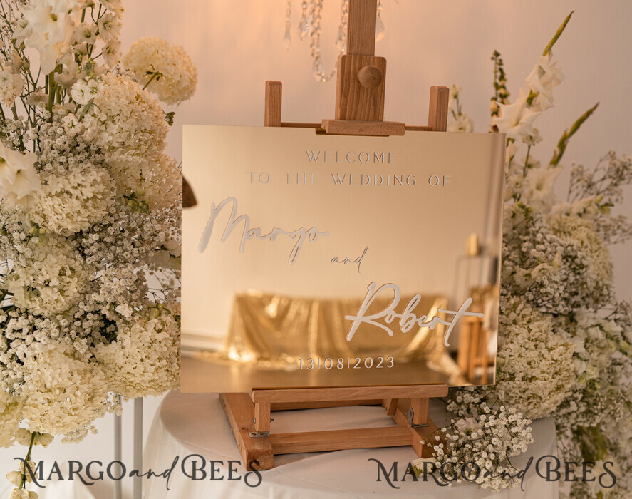 TABLE PLANS AND WEDDING WELCOME SIGNS plexi gold / velvet Golden Mirror Wedding Welcome Sign, Golden Wedding Decor, Personalised Wedding Sign, Wedding Gift, Welcome Wedding Board BpPXSet