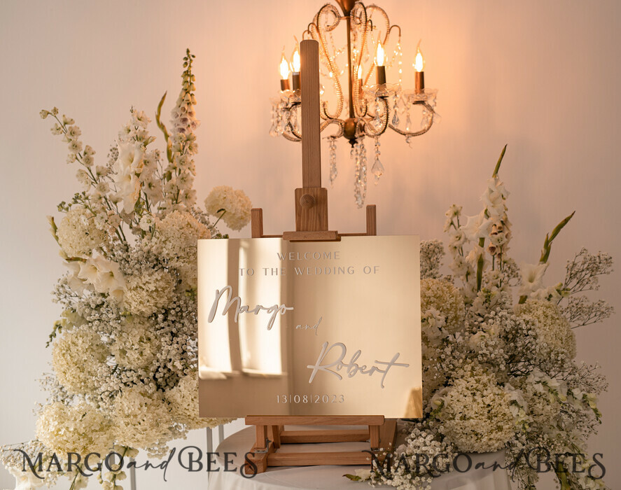 TABLE PLANS AND WEDDING WELCOME SIGNS plexi gold / velvet Golden Mirror Wedding Welcome Sign, Golden Wedding Decor, Personalised Wedding Sign, Wedding Gift, Welcome Wedding Board BpPXSet