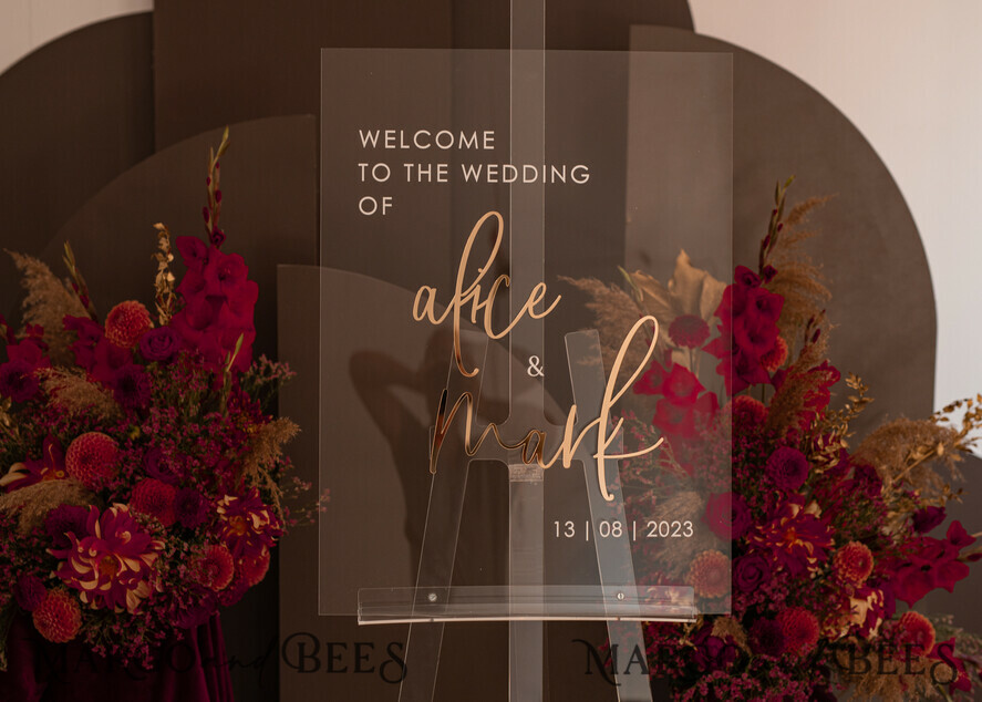 TABLE PLANS AND WEDDING WELCOME SIGNS plexi gold / velvet Luxury Clear and Gold Wedding Welcome Sign, Golden Wedding Decor, Personalised Wedding Sign, Wedding Board, Welcome Wedding Board 