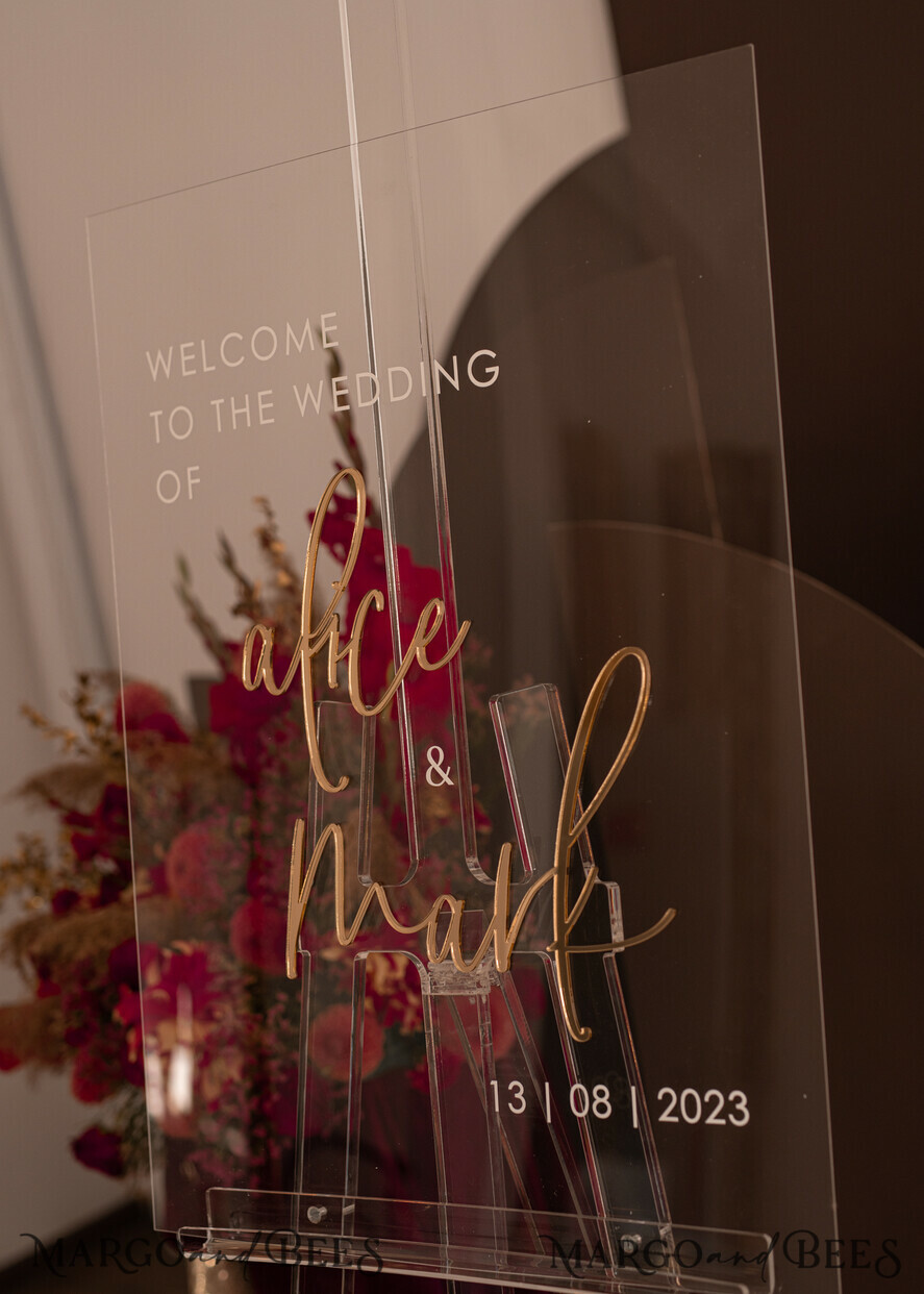TABLE PLANS AND WEDDING WELCOME SIGNS plexi gold / velvet Luxury Clear and Gold Wedding Welcome Sign, Golden Wedding Decor, Personalised Wedding Sign, Wedding Board, Welcome Wedding Board 