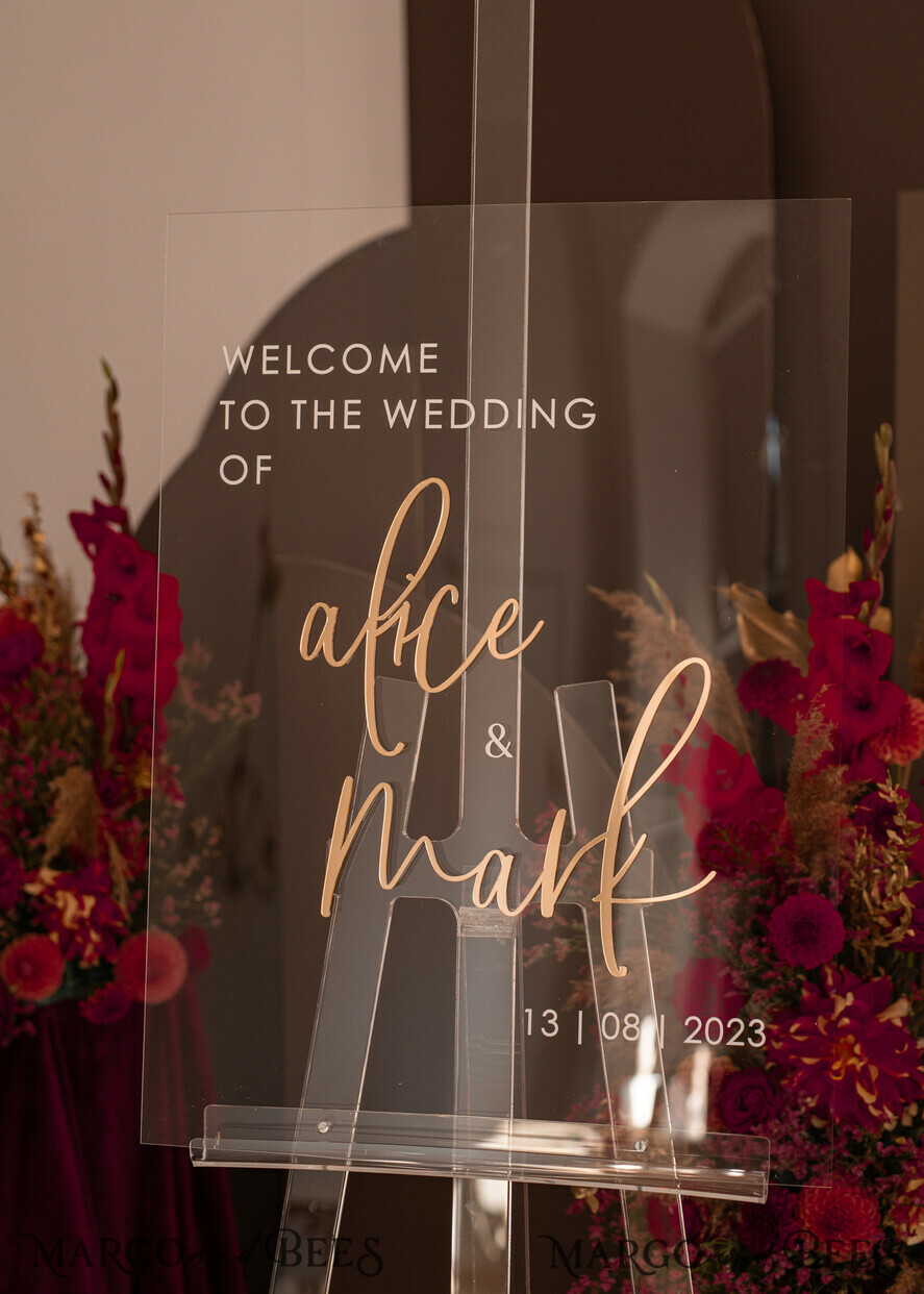 TABLE PLANS AND WEDDING WELCOME SIGNS plexi gold / velvet Luxury Clear and Gold Wedding Welcome Sign, Golden Wedding Decor, Personalised Wedding Sign, Wedding Board, Welcome Wedding Board 
