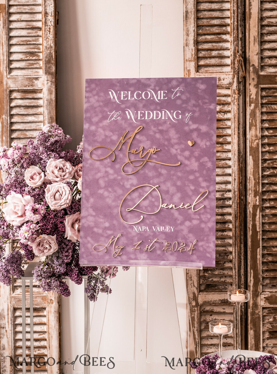 TABLE PLANS AND WEDDING WELCOME SIGNS plexi gold / velvet Velvet Mauve Wedding Welcome Sign,  Dusty Rose GoldenWedding Decor, Personalised Wedding Sign, Purple Welcome Wedding Board MvS