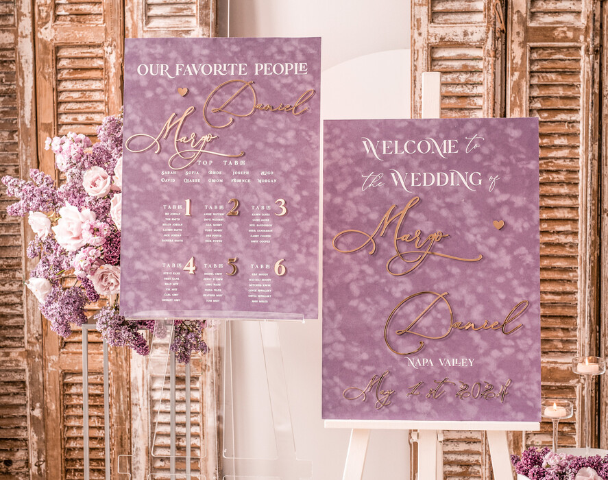 TABLE PLANS AND WEDDING WELCOME SIGNS plexi gold / velvet Velvet Mauve Wedding Welcome Sign,  Dusty Rose GoldenWedding Decor, Personalised Wedding Sign, Purple Welcome Wedding Board MvS