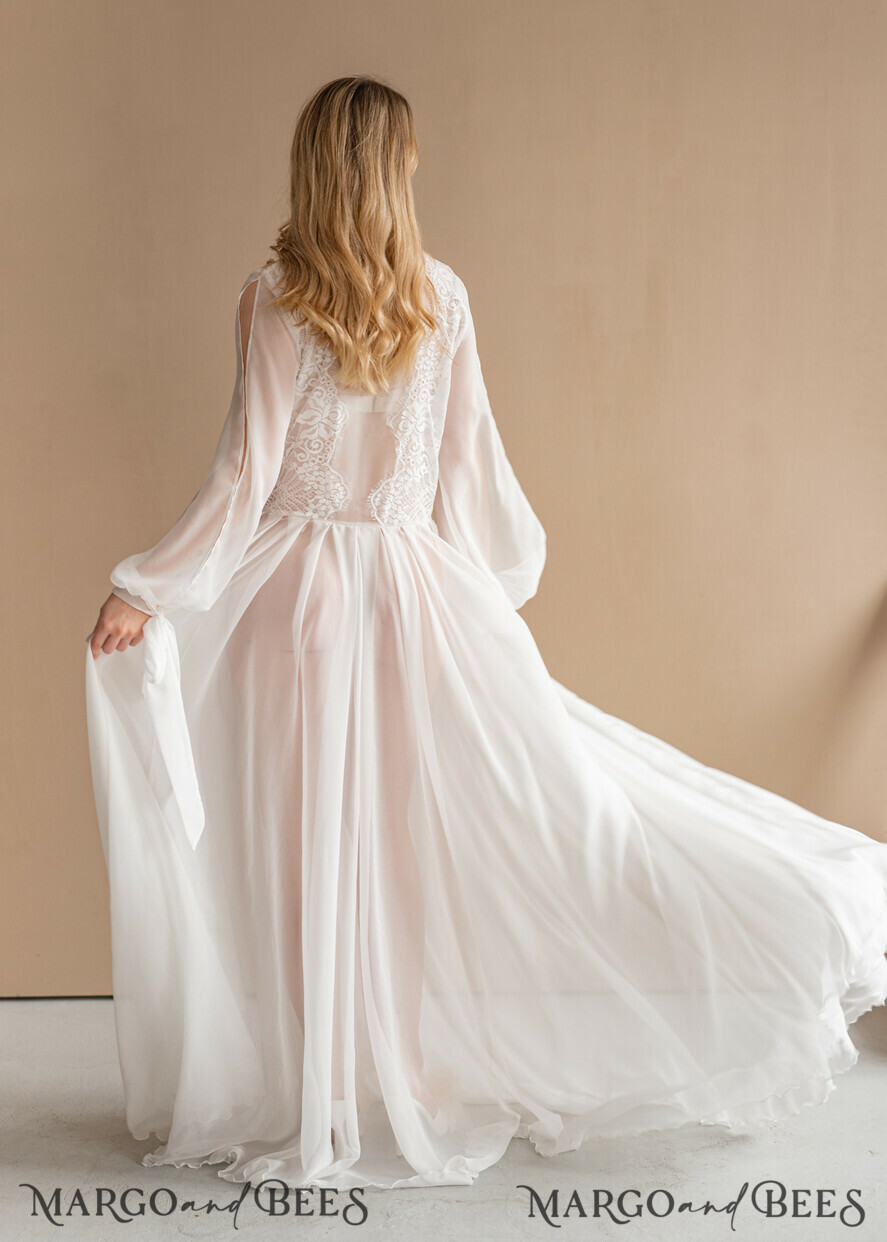 Long sleeve store silk gown