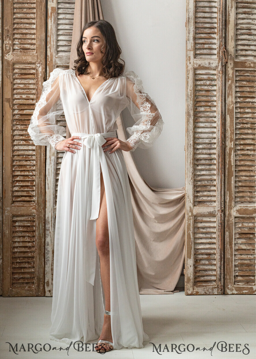Long white sheer robe online