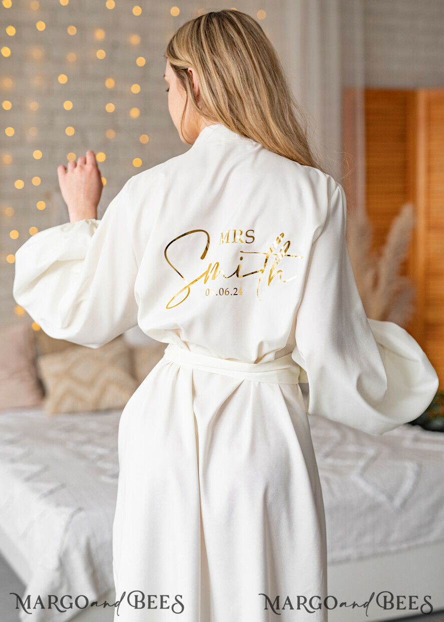 Bridal robe for wedding with wide sleeves Bride robe Long white or