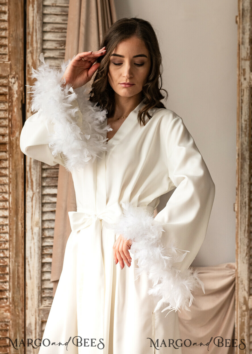 Long satin 2025 bridal robe