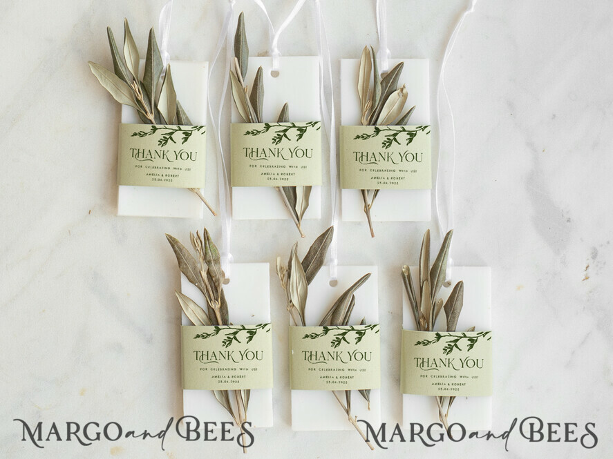 WEDDING FAVORS Wedding Soy Wax Tablet Thank You Favor gift Soy Scented wax Tablet favours with olive branch,  Boho wedding air Freshener, Scented thank you Decoration, Baby shower favor gift,  Rustic wedding favors idea