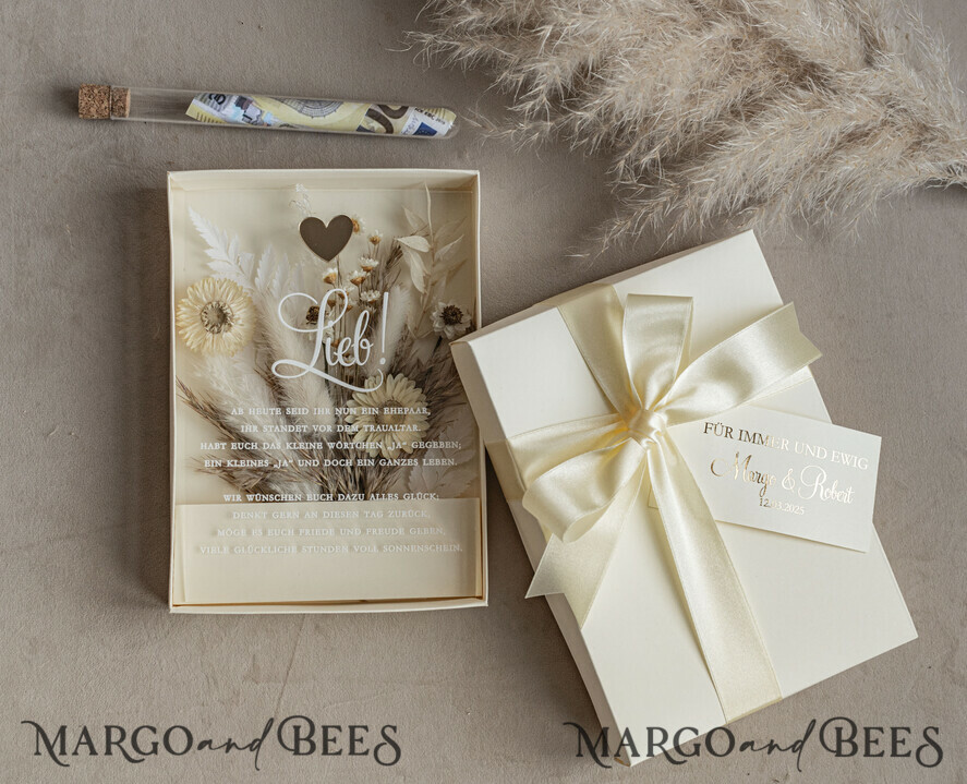 NEWLY WEDS COUPLE GIFTS Geldgeschenk zur Hochzeit  Geschenkschachtel für Geld Geldgeschenk zur Hochzeit mit Strauß aus Trockenblumen personalisiert