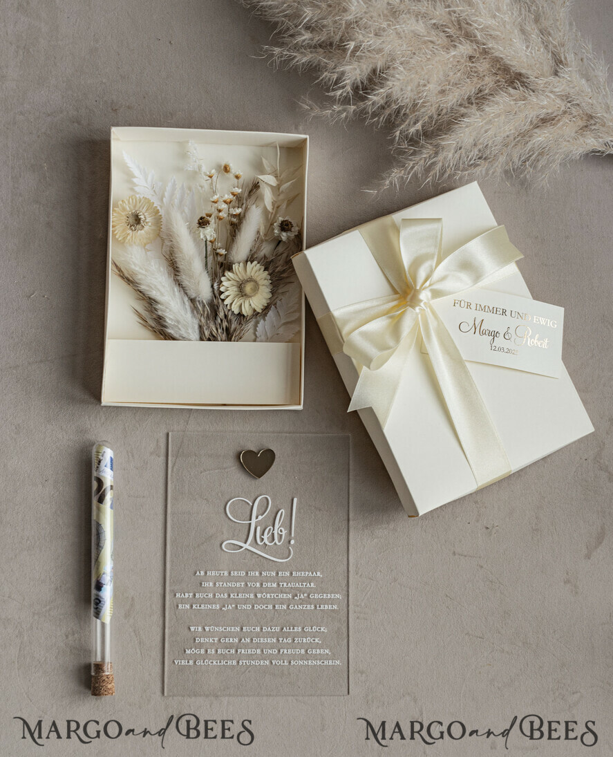 NEWLY WEDS COUPLE GIFTS Geldgeschenk zur Hochzeit  Geschenkschachtel für Geld Geldgeschenk zur Hochzeit mit Strauß aus Trockenblumen personalisiert