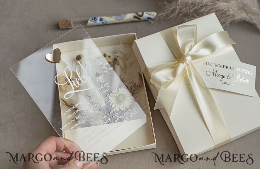 NEWLY WEDS COUPLE GIFTS Geldgeschenk zur Hochzeit  Geschenkschachtel für Geld Geldgeschenk zur Hochzeit mit Strauß aus Trockenblumen personalisiert