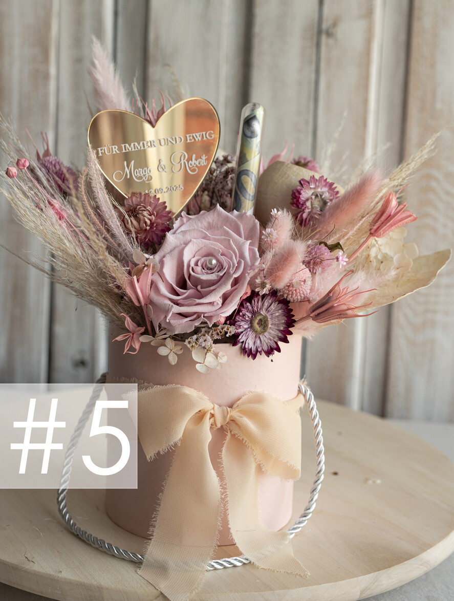 FRISCH VERHEIRATETES PAAR GESCHENKE Geldgeschenk zur Hochzeit Geschenkschachtel für Geld Geldgeschenk zur Hochzeit mit Strauß aus Trockenblumen personalisiert