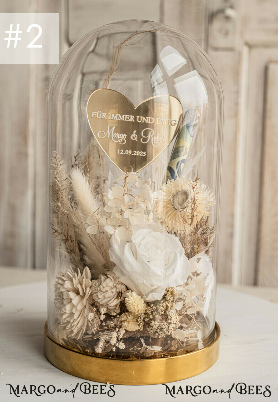 FRISCH VERHEIRATETES PAAR GESCHENKE Geldgeschenk zur Hochzeit Geschenkschachtel für Geld Geschenke zur Hochzeit mit Strauß aus Trockenblumen personalisiert.