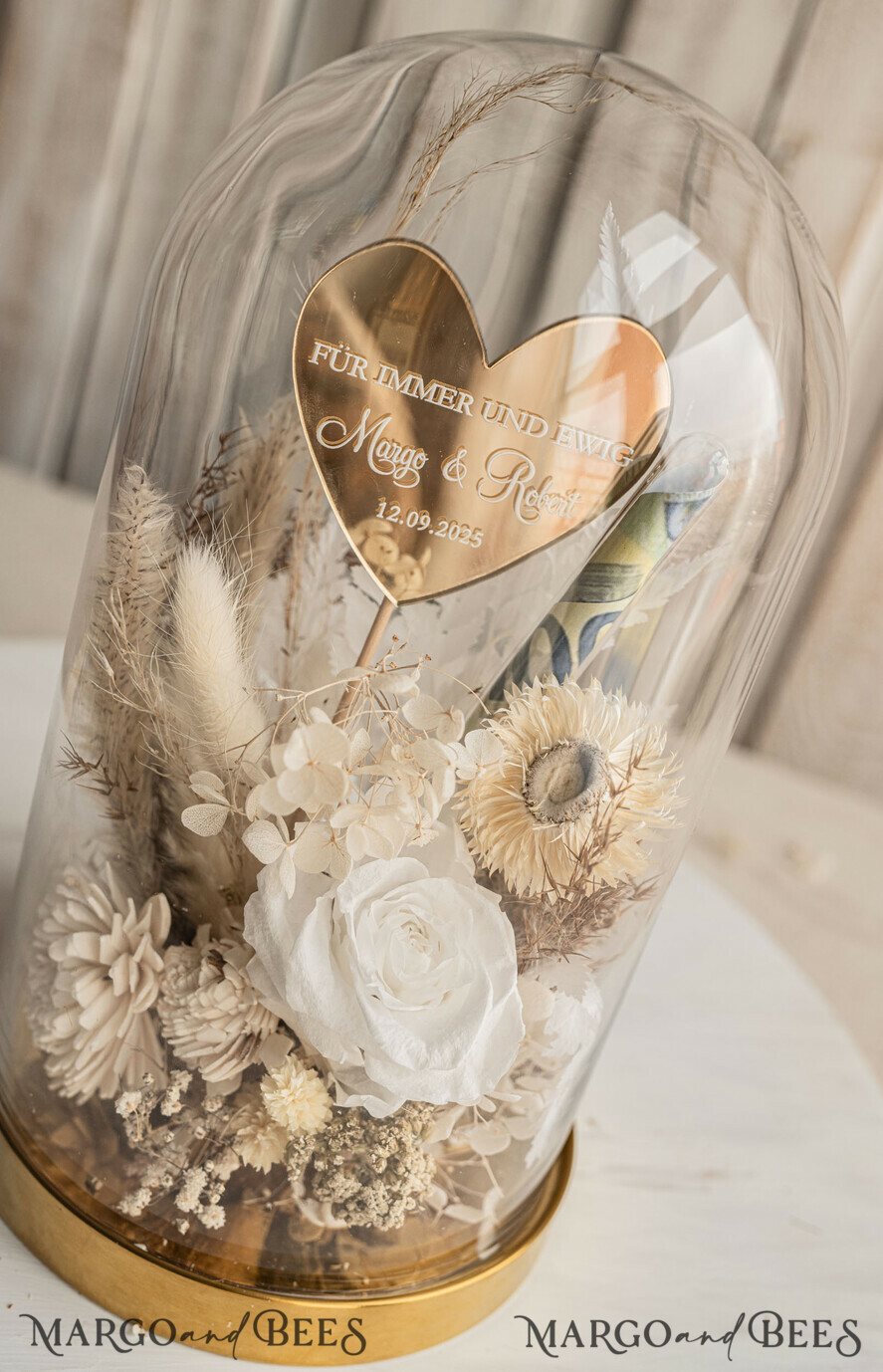FRISCH VERHEIRATETES PAAR GESCHENKE Geldgeschenk zur Hochzeit Geschenkschachtel für Geld Geschenke zur Hochzeit mit Strauß aus Trockenblumen personalisiert.