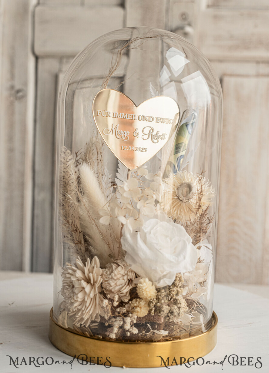 FRISCH VERHEIRATETES PAAR GESCHENKE Geldgeschenk zur Hochzeit Geschenkschachtel für Geld Geschenke zur Hochzeit mit Strauß aus Trockenblumen personalisiert.