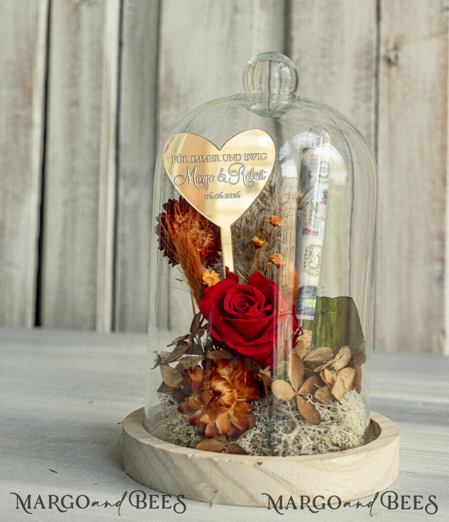 FRISCH VERHEIRATETES PAAR GESCHENKE Geldgeschenk zur Hochzeit Geschenkschachtel für Geld Geldgeschenk zur Hochzeit mit Strauß aus Trockenblumen personalisiert