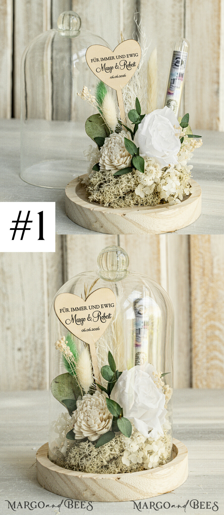 NEWLY WEDS COUPLE GIFTS Geldgeschenk zur Hochzeit  Geschenkschachtel für Geld Geldgeschenk zur Hochzeit mit Strauß aus Trockenblumen personalisiert