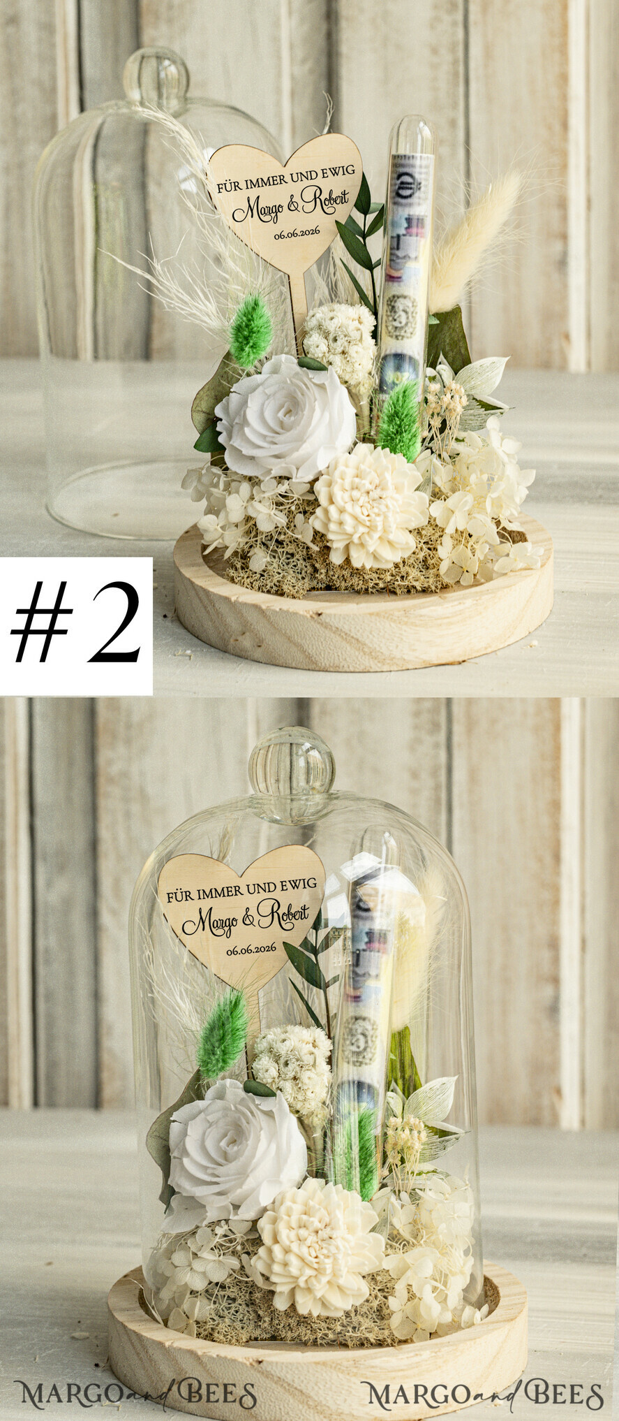 NEWLY WEDS COUPLE GIFTS Geldgeschenk zur Hochzeit  Geschenkschachtel für Geld Geldgeschenk zur Hochzeit mit Strauß aus Trockenblumen personalisiert