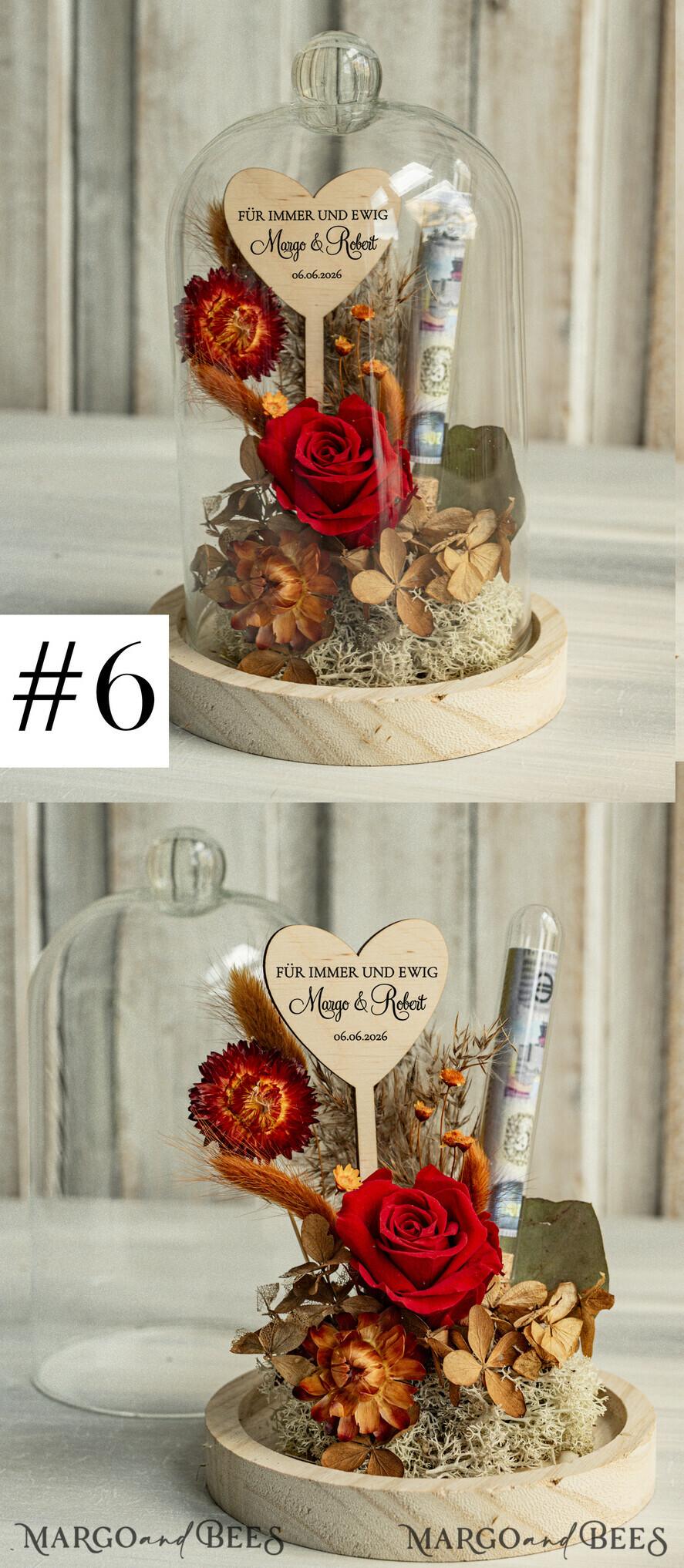 NEWLY WEDS COUPLE GIFTS Geldgeschenk zur Hochzeit  Geschenkschachtel für Geld Geldgeschenk zur Hochzeit mit Strauß aus Trockenblumen personalisiert