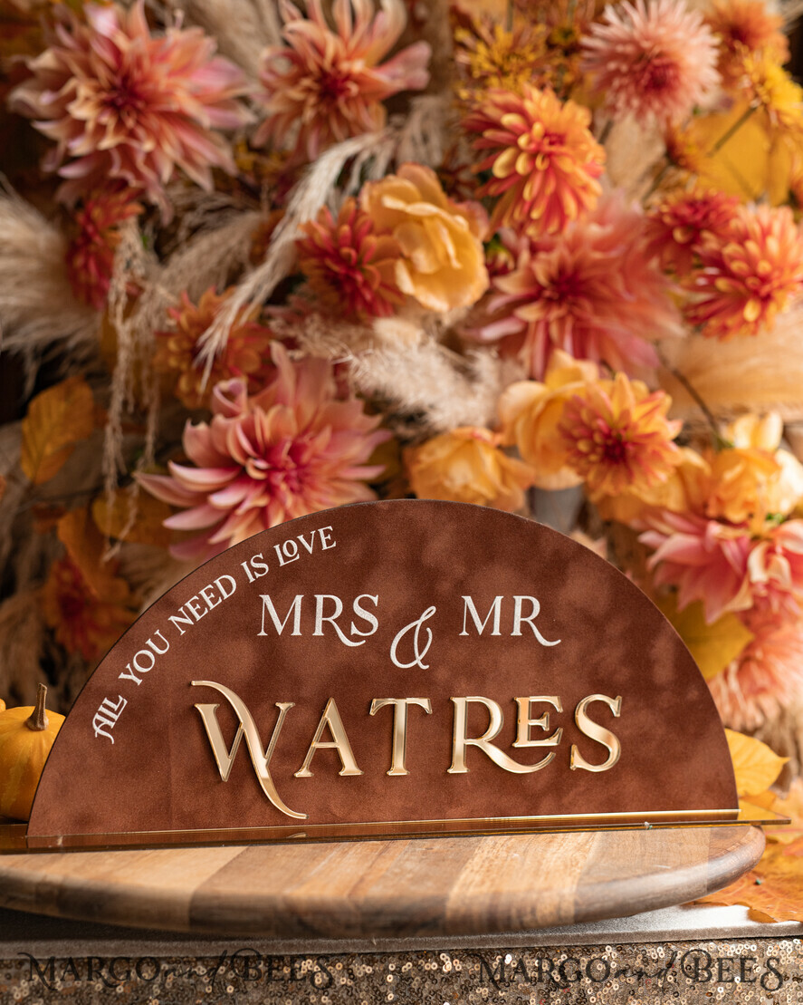 TISCHDEKORATIONSCHILDER   Samt Tischnummern und Dekoration Herbst Terracotta Hochzeits Tischschild, Acrylbogen Samt Tischschild, Kupfer Rost Goldenes Tischschild, Gold Plexiglas Tischschild, Elegante Luxus Hochzeits Tischdekoration, Boho Glam Hochzeitsbeschilderung Golden Spiegel Tischschild