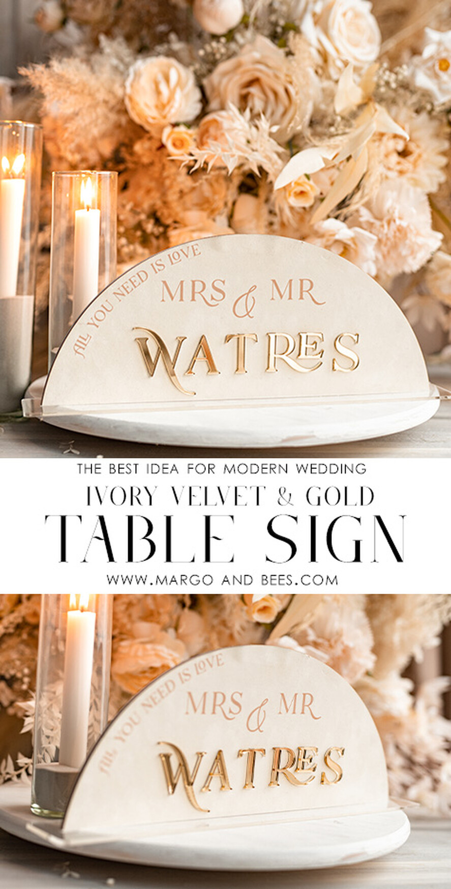 TABLE DECOR SIGNS Velvet table Numbers and Decor Golden Acrylic Top Table Mr Mrs signs with stand, Ivory Velvet & gold Table Sign, Golden Plexi Top Table Mr Mrs signs, Luxury Wedding Table Decor Centerpieces