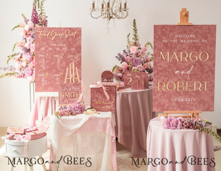 TABLE DECOR SIGNS Velvet table Numbers and Decor Arch Table Number, Luxury Blush Pink Velvet Arched Table numbers with acrylic stand, blush pink and Gold Wedding Table Decor, 3D Golden Letters, Wedding signage
