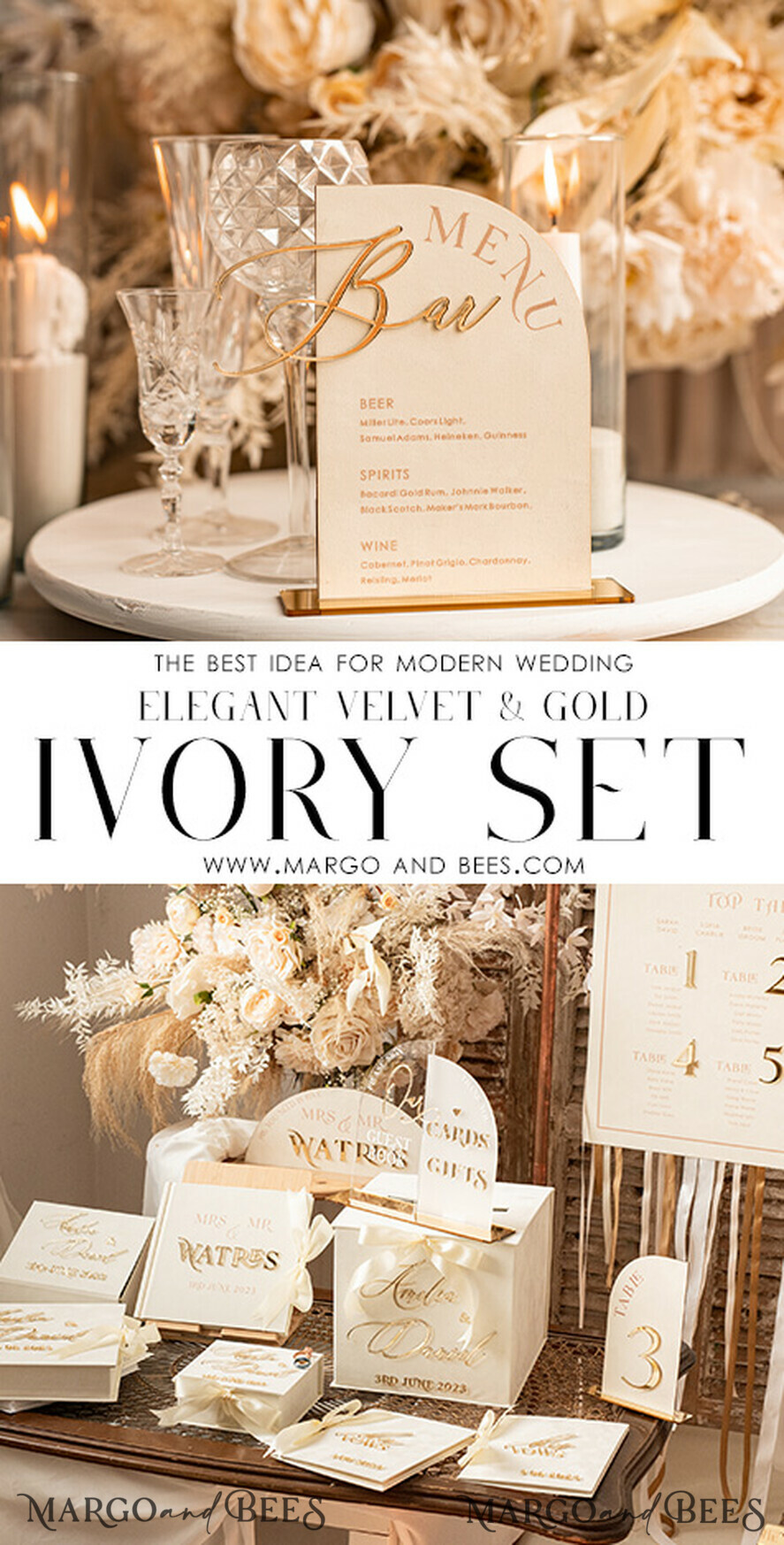 TABLE DECOR SIGNS Velvet table Numbers and Decor Acrylic Arch Bar Menu, gold Plexi Ivory Velvet Drink Bar Menu Sign with Stand, Beige Plexi Table Bar Menu Luxury Wedding Table Decor, Wedding Signage Ecru drink Bar Menu 