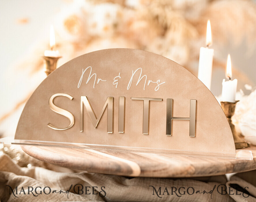 TABLE DECOR SIGNS Velvet table Numbers and Decor Golden Acrylic Top Table Mr and Mrs signs with stand, Beige Velvet and gold Table Sign, Golden Plexi Top Table Mr and Mrs signs, Luxury Wedding Table Decor Centerpieces