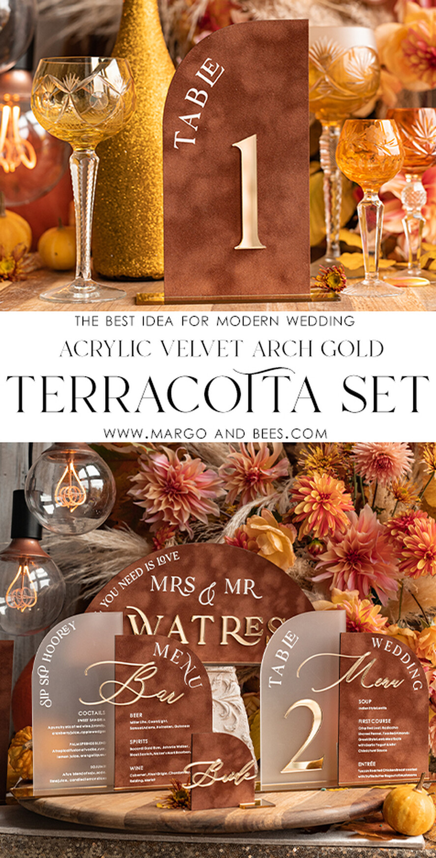 TABLE DECOR SIGNS Velvet table Numbers and Decor Acrylic Half Arch Velvet Fall Wedding Table Numbers, Terracotta and gold Sign, Gold Plexi Table Numbers, Luxury Burnt Orange Wedding Table Decor, Wedding Signage Golden mirror table numbers