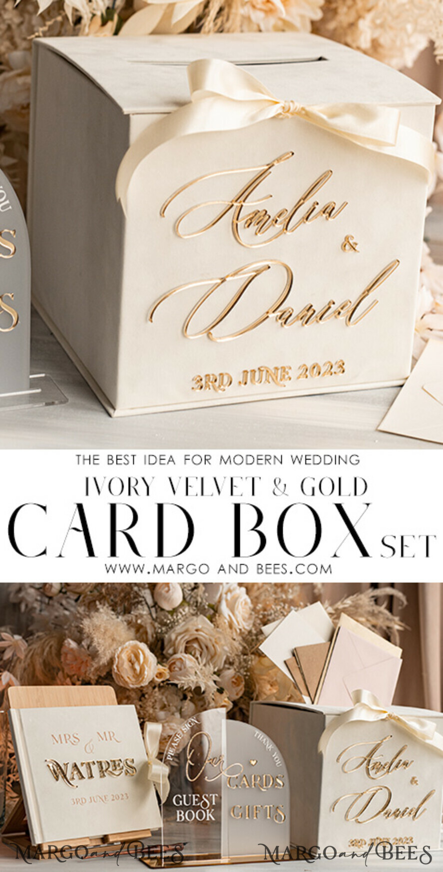  CARD BOXES velvet card boxes Velvet Set Card Box Guestbook & Sign, Wedding Card Box with Lid Instant Instax Guestbook, Beige Wedding Money Box Sing Guestbook Set, Nude Card Box with slot and cards and gift Arch acrylic sign set