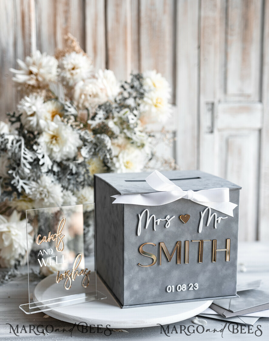  CARD BOXES velvet card boxes  Gift Card Box & Sign Set, Velvet grey wedding wishing well money gift card box, Personalized Wedding Card Box, Grey Luxury Card Box, Wedding Card Box with Lid, Grey Wedding Money Box, Wedding Card Box