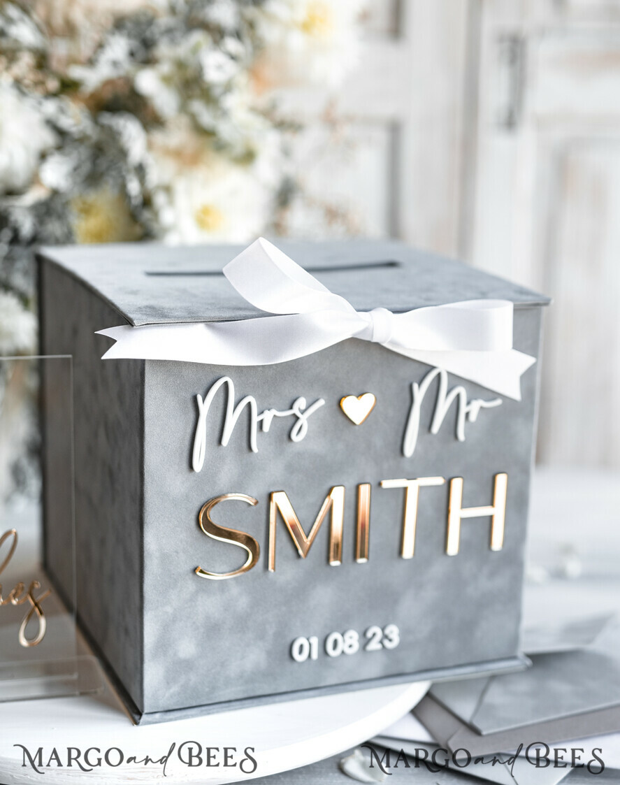  CARD BOXES velvet card boxes  Gift Card Box & Sign Set, Velvet grey wedding wishing well money gift card box, Personalized Wedding Card Box, Grey Luxury Card Box, Wedding Card Box with Lid, Grey Wedding Money Box, Wedding Card Box