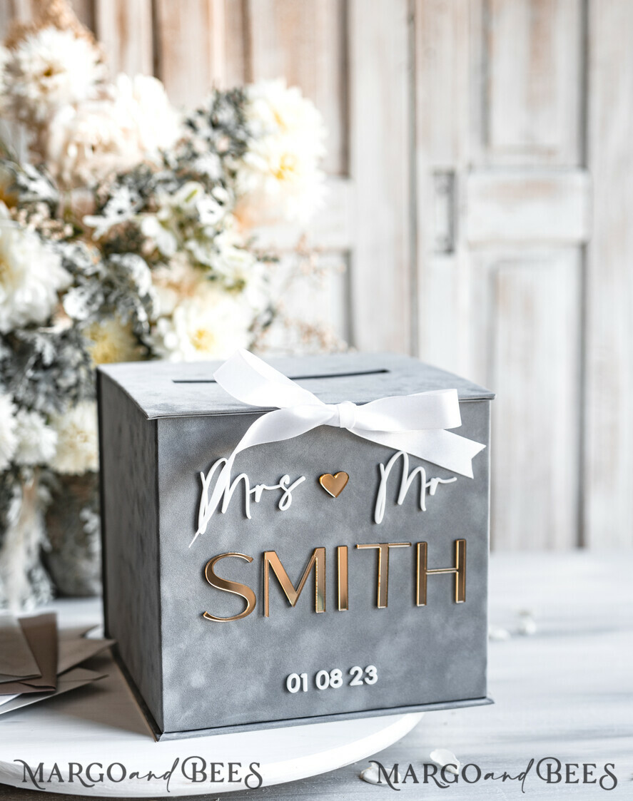  CARD BOXES velvet card boxes  Gift Card Box & Sign Set, Velvet grey wedding wishing well money gift card box, Personalized Wedding Card Box, Grey Luxury Card Box, Wedding Card Box with Lid, Grey Wedding Money Box, Wedding Card Box